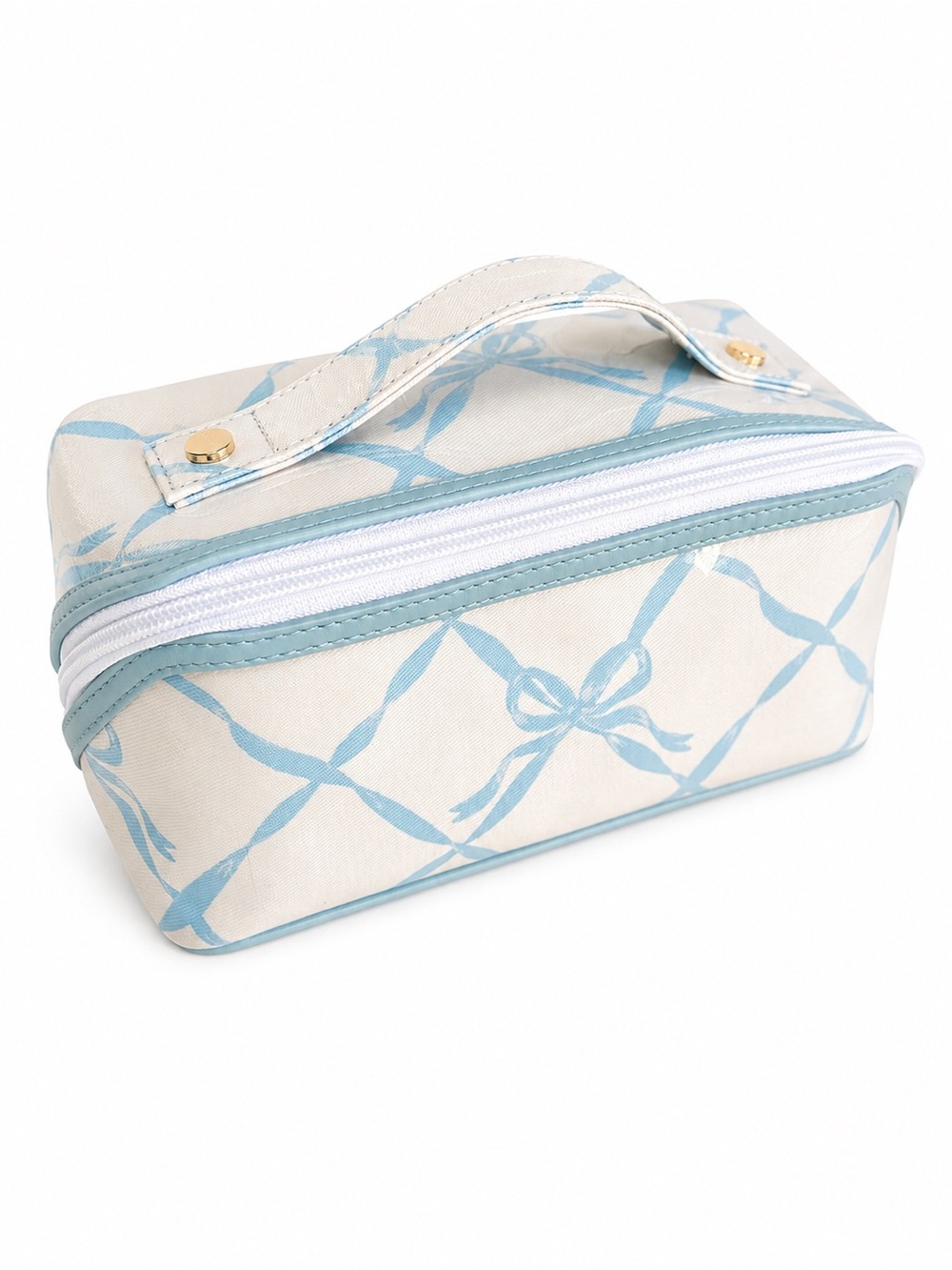 Mark And Graham Cosmetic Pouch Toiletry Bag Clear Coat Diamond Blue Ribbon NEW